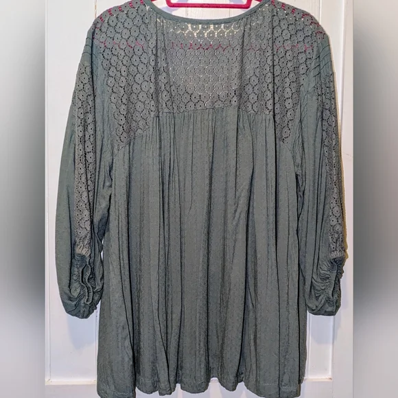 Free People Large Green Boho Top - Picture 5 of 8